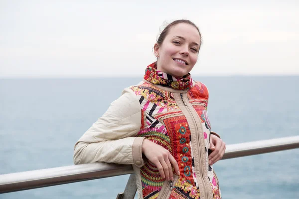 Portrait a woman on pier — Stock Photo, Image