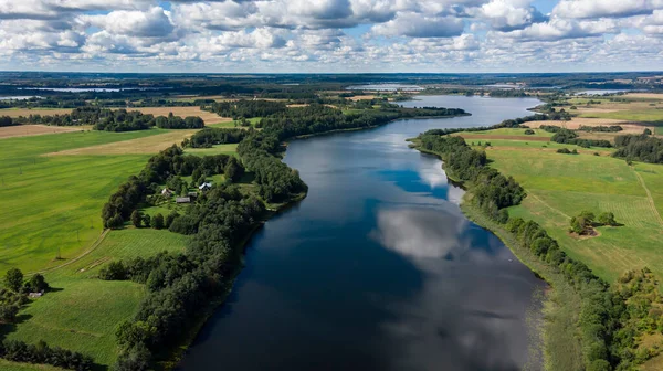 Вид Повітря Озеро Сартай Литві Видно Вежі Спостереження Сартай Барстенай — стокове фото