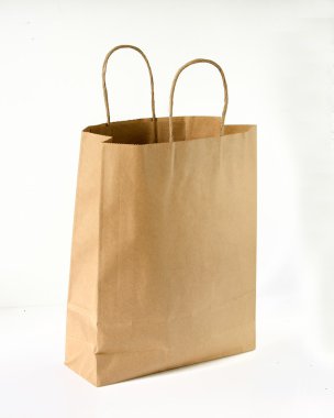 Beyaz üzerine kağıt torba.