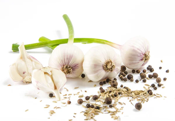 Garlic on a white background — Stock Photo, Image