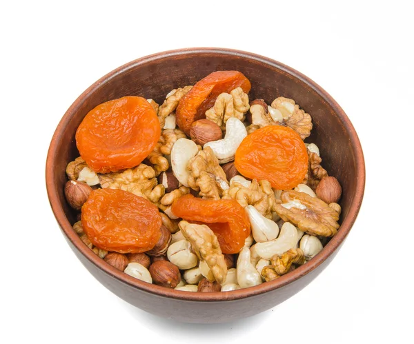 Nuts and dried apricots — Stock Photo, Image