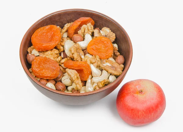 Nuts and dried apricots — Stock Photo, Image