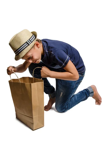 Teen with paper bag — Stock Photo, Image