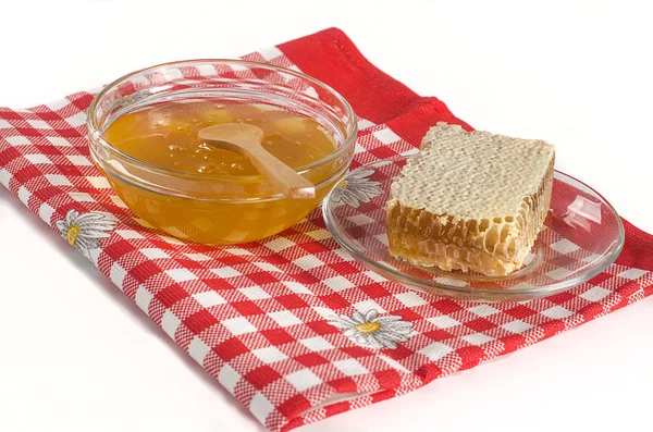 Honey in glass bowl — Stock Photo, Image