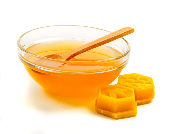 Miel en tazón de vidrio — Foto de Stock