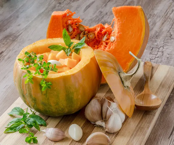 Pumpkin  with garlic — Stock Photo, Image