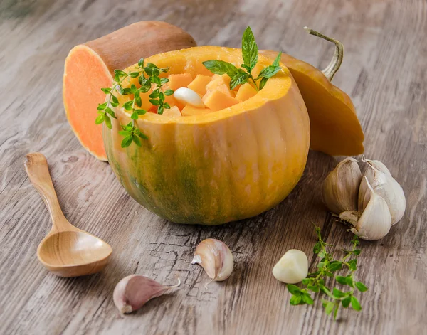 Pumpkin  with garlic — Stock Photo, Image