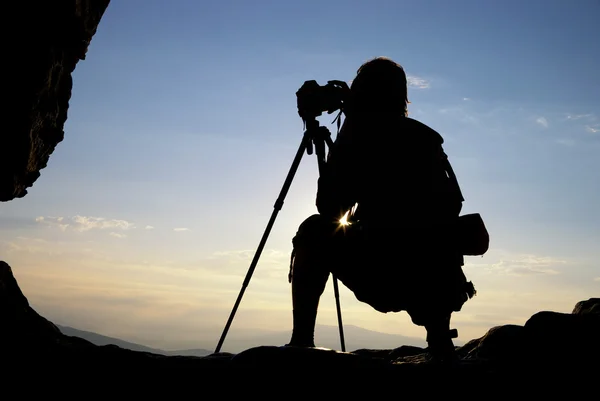 Silhouette del fotografo — Foto Stock