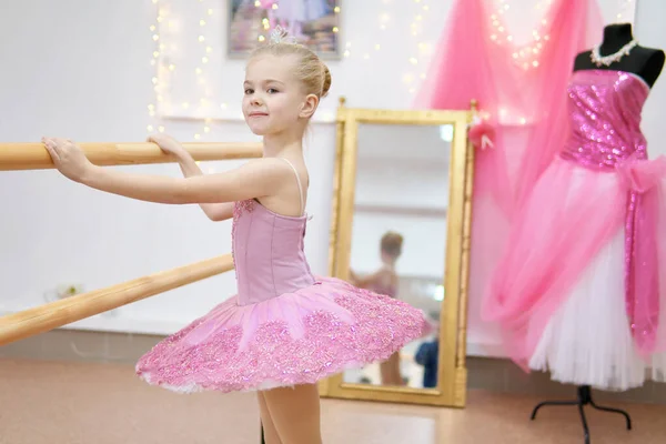 Little Ballerina Scene Children Dance Classical Ballet Studio — Stock Photo, Image