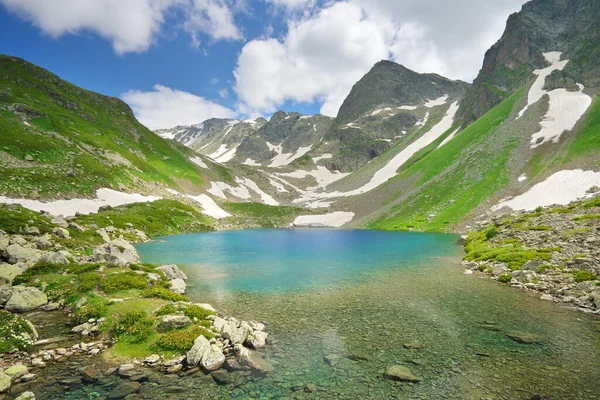 Bela Paisagem Verão Lago Cáucaso Dukka Montanha Perto Aldeia Arkhyz — Fotografia de Stock