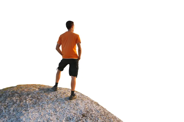 Man på toppen av berget — Stockfoto