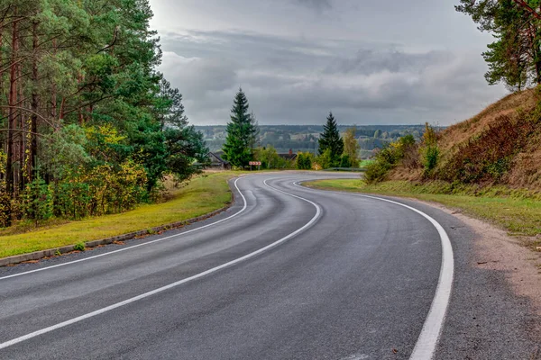 Sonbahar Sezonunda Bölgesel Yol Vilkija Gözlem Güvertesi Yakınında Kaunas Ilçesi — Stok fotoğraf