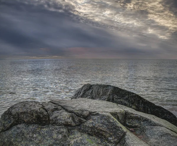 Spiaggia Del Mar Baltico Sera Tramonto Autunno Ultimo Giorno Luce — Foto Stock