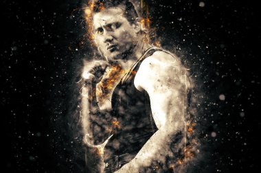 adam bir boks duruş