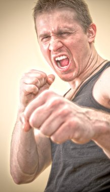 adam bir boks duruş