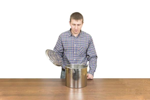 Man with a pan — Stock Photo, Image