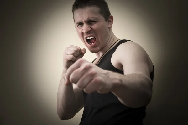 Man in a Boxing stance — Stock Photo, Image