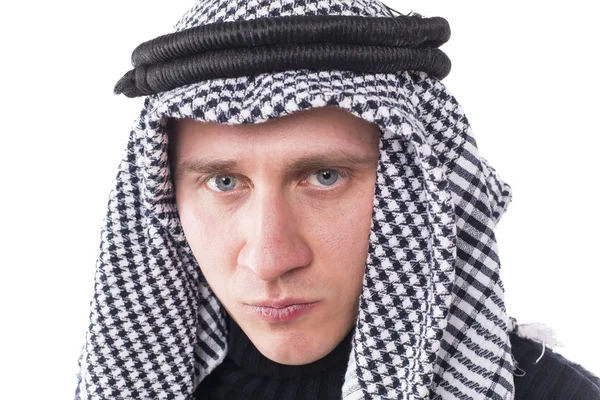 Man's face covered with Arab scarf — Stock Photo, Image