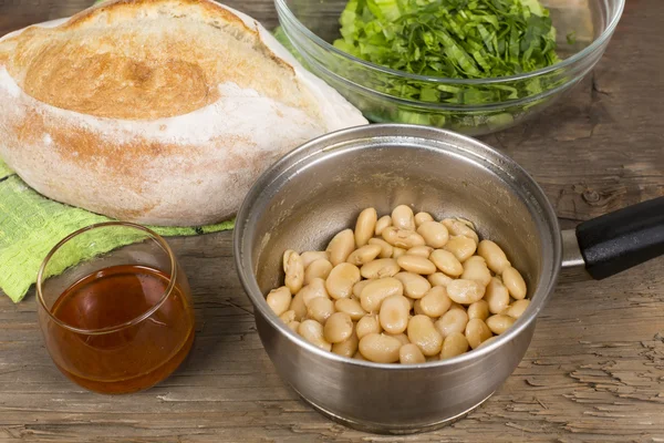 Gebakken bonen in een pan — Stockfoto