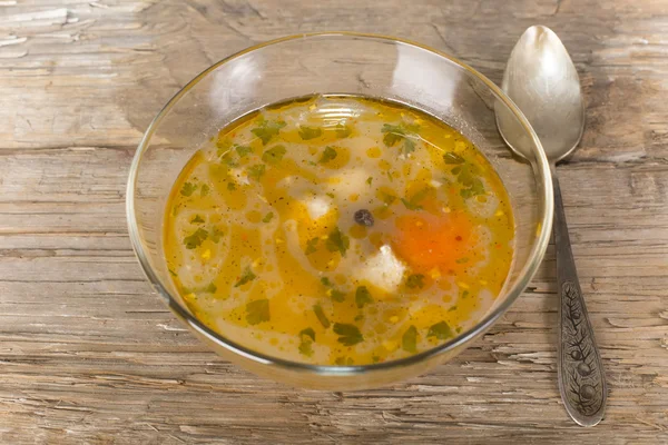 Sopa de pescado campesino con una quenelle — Foto de Stock