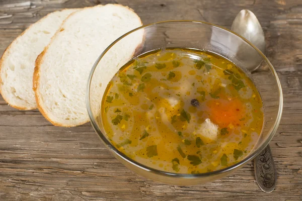 Fish soup peasant with a quenelle — Stock Photo, Image