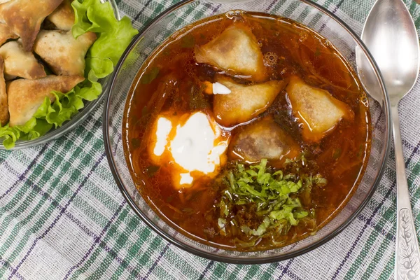 Borsch com orelhas do teste — Fotografia de Stock