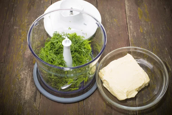 Dill in a blender — Stock Photo, Image