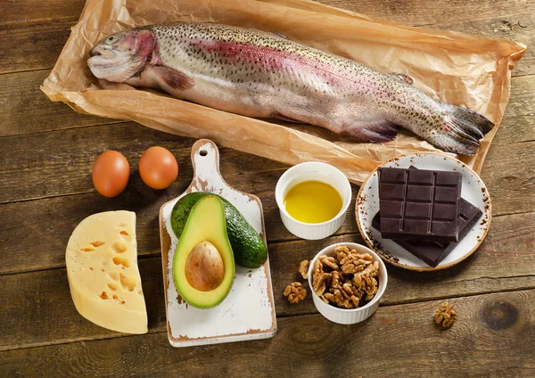 Sağlıklı yüksek yağlı gıdalar — Stok fotoğraf