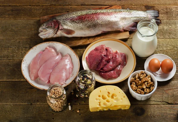 Alimentos ricos em proteínas — Fotografia de Stock