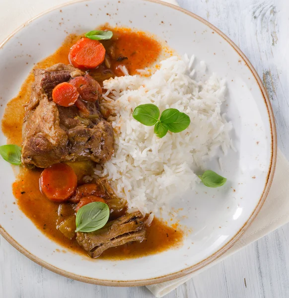 Cooked Beef with rice — Stock Photo, Image
