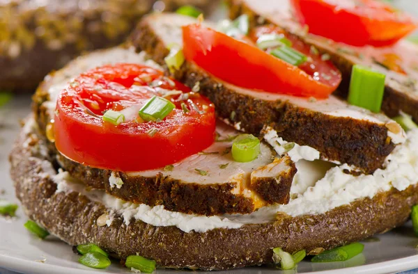 Grain bread sandwich with turkey — Stock Photo, Image