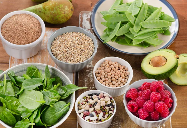 Foods rich in Fiber on table