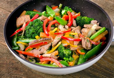 Beef and vegetables stir fry clipart