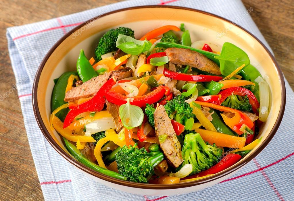 Beef stir fry with vegetables — Stock Photo © bit245 #107831040