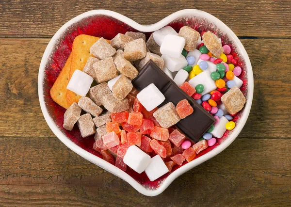 Different kind of sugar, candies and cookies — Stock Photo, Image