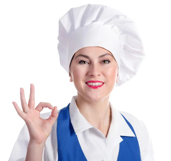 Молода жінка шеф-кухаря — стокове фото