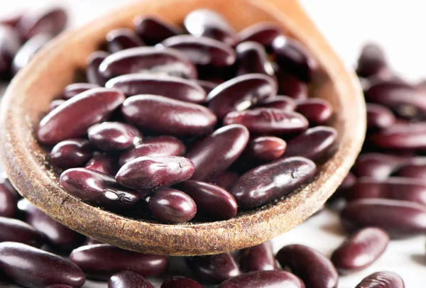 Kidney red beans in a wooden  spoon. — Stock Photo, Image