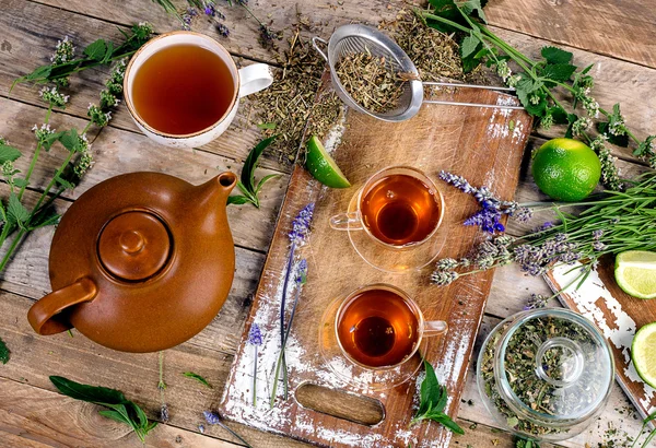 Composition of herbal tea — Stock Photo, Image