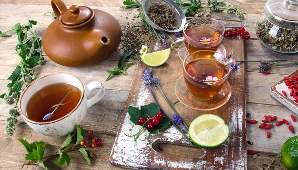 Composition of herbal tea — Stock Photo, Image