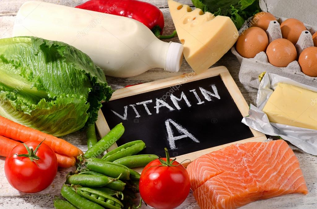 Witamina A Produkty Z Tablica Zdjęcie Stockowe Bit245