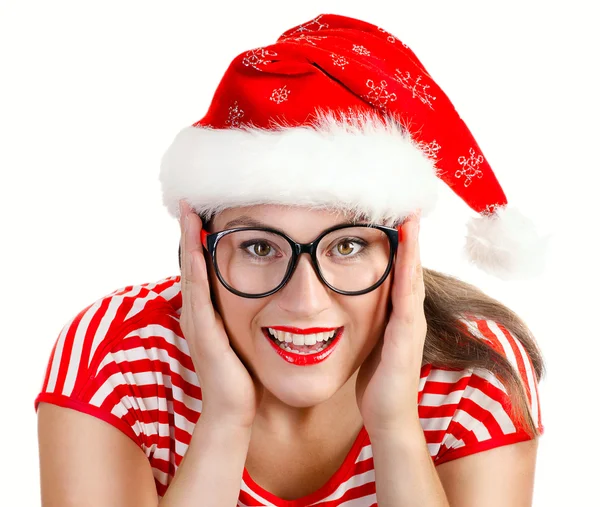 Young woman in Santa hat — Stock Photo, Image