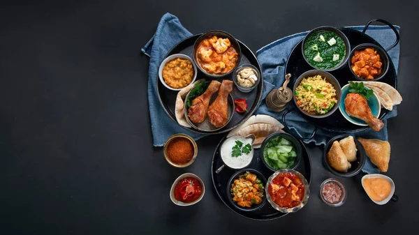 Cucina Tradizionale Indiana Ricette Indiane Fatte Casa Varie Vista Dall — Foto Stock