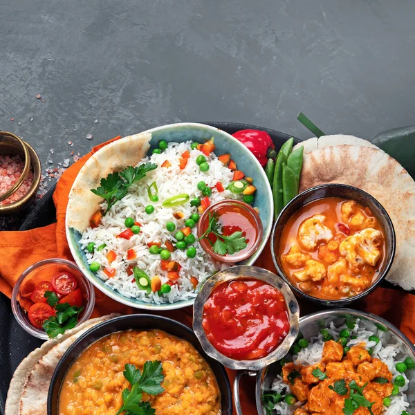 Cocina Tradicional India Recetas Indias Alimentos Varios —  Fotos de Stock