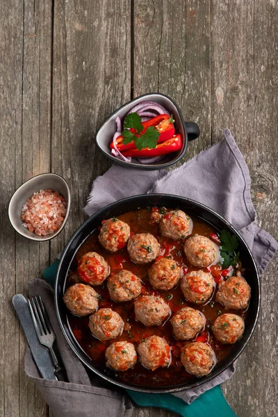 Polpette Tradizionali Padella Vista Dall Alto Copia Spazio — Foto Stock