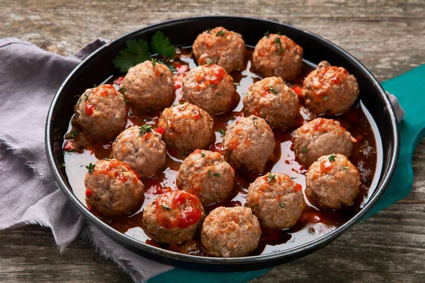 Traditional Meatballs Frying Pan — Stock Photo, Image