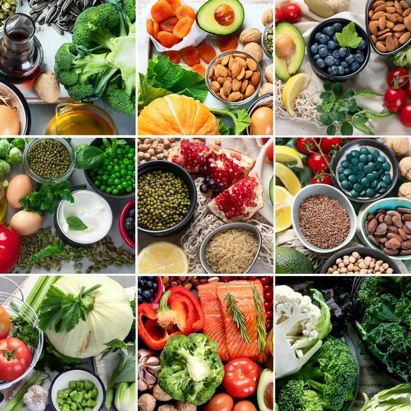 Żywność Bogata Witaminy Minerały Przeciwutleniacze Zdrowa Dieta Dla Wzmocnienia Odporności — Zdjęcie stockowe
