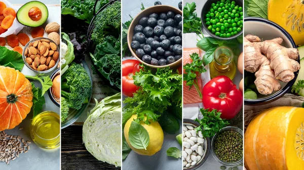 Alimentos Ricos Vitaminas Minerais Antioxidantes Alimentação Saudável Para Aumentar Sistema — Fotografia de Stock