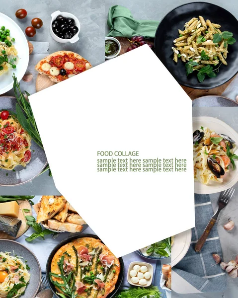 Collage Italian Food Ingredients Healthy Diet Eating — 스톡 사진