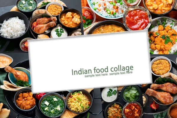 Koláž Tradiční Indické Kuchyně — Stock fotografie