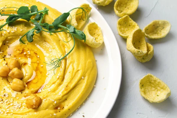 Diferentes Tipos Hummus Concepto Tradicional Snacks Caseros — Foto de Stock